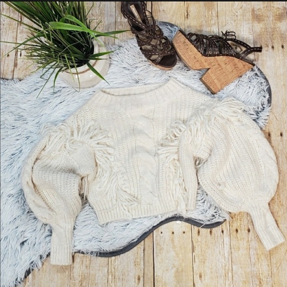 ASOs miss selfridge fringe balloon sleeve sweater - Picture 5 of 8